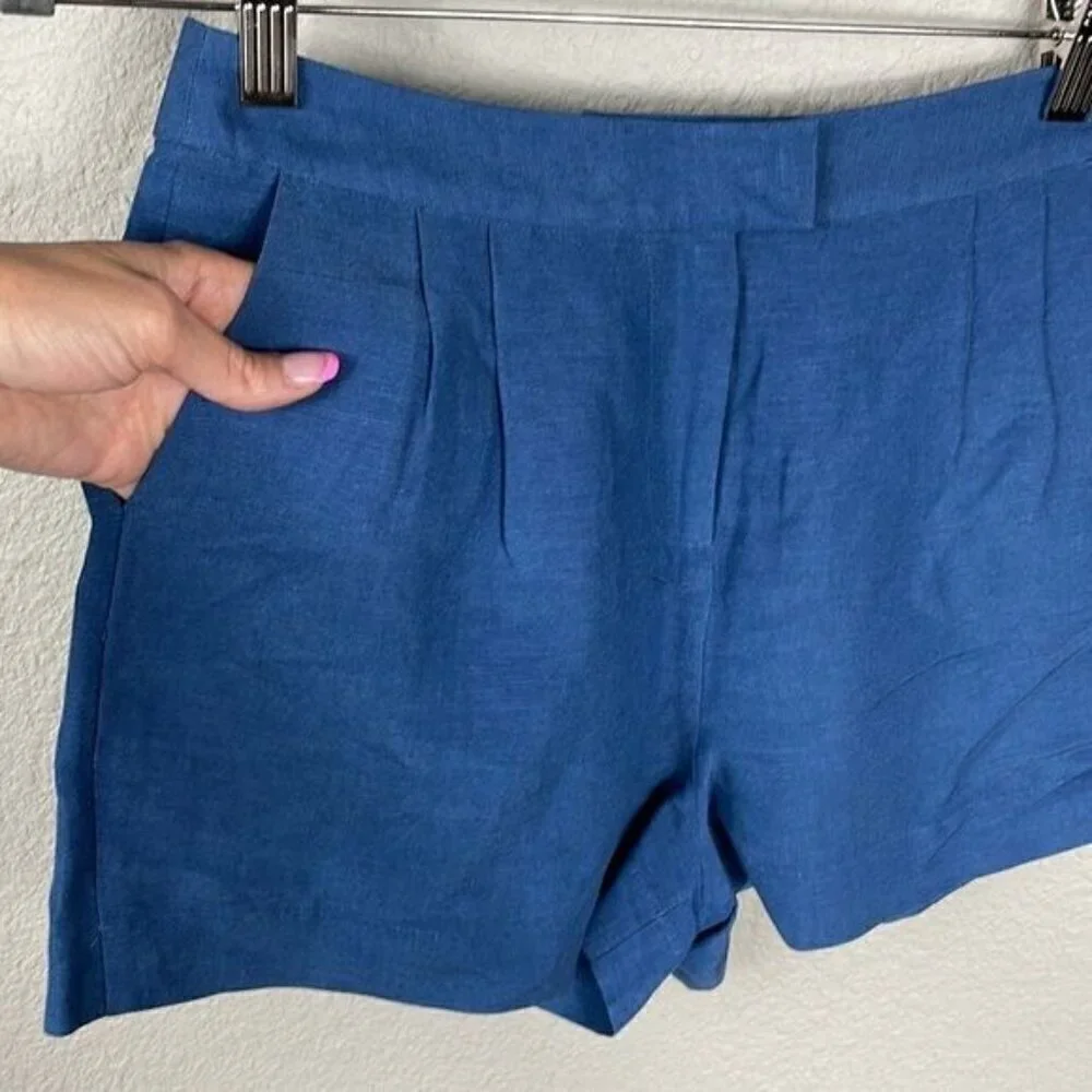 NWT L’Agence Pleat Front Chino Shorts Blue High Rise Daisy Dukes Sz 2